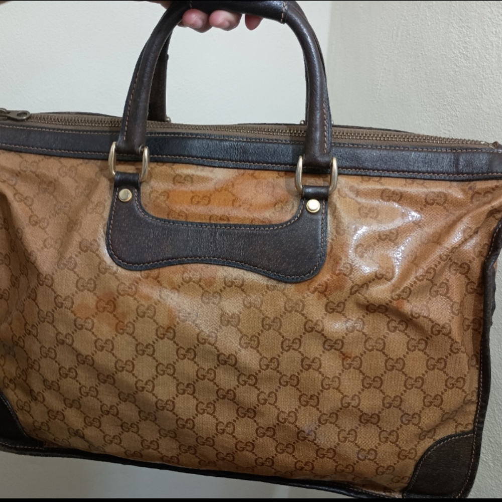 Vintage Gucci Monogram Travel Bag –GG Canvas & Leather Trim $425 OBO - Picture 2 of 11